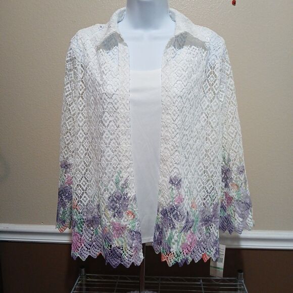 Alfred Dunner Petite Size 8P Roman Holiday Crochet Cardigan & Tank Set NWT - Picture 1 of 7